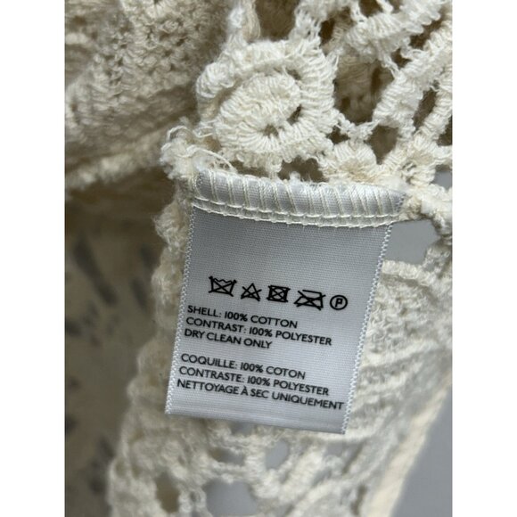 Anthropologie Staring at Stars XS Crochet Open Knit Vest Asymmetrical Beige - Picture 5 of 5